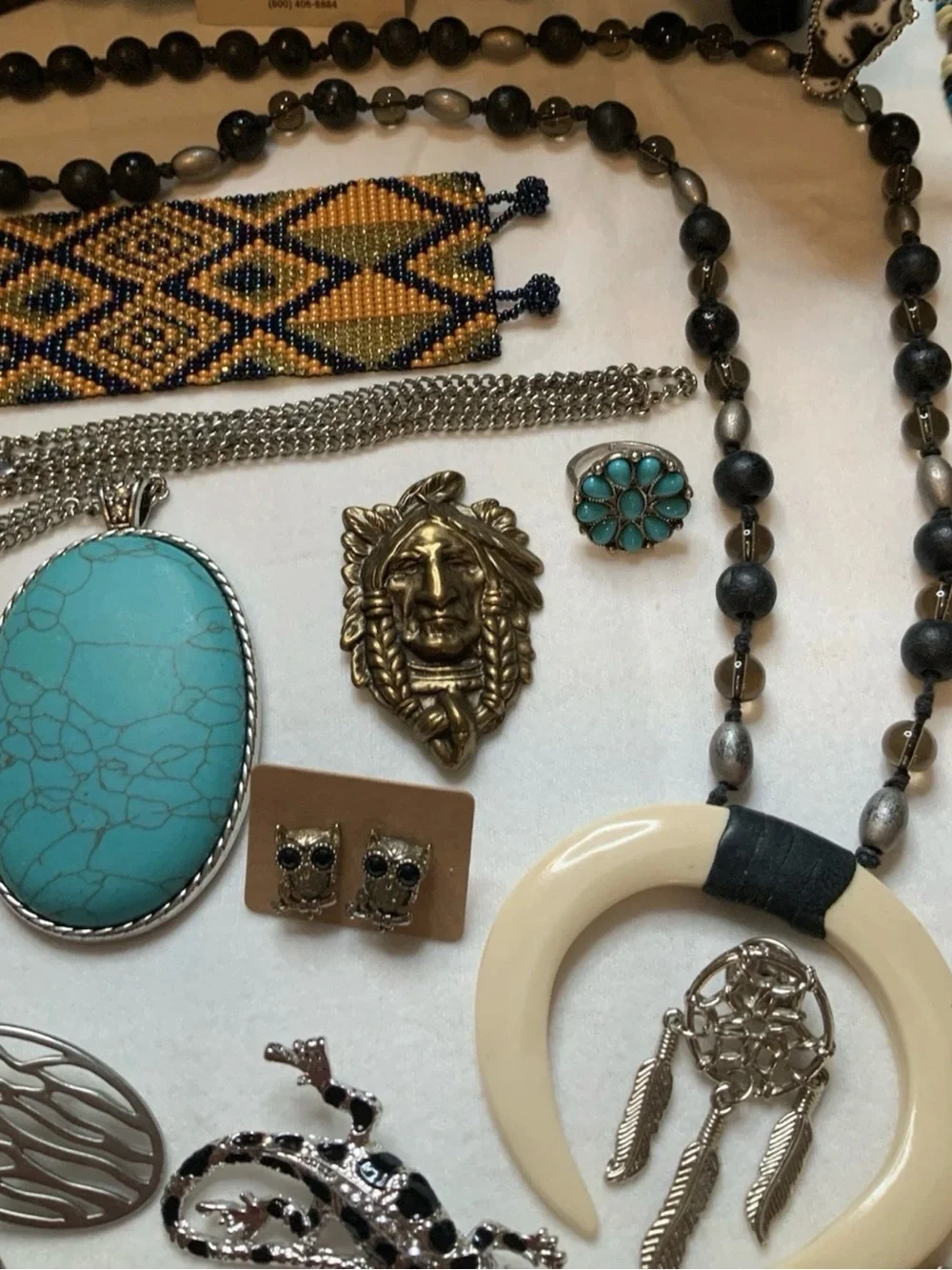 Southwestern Sculpture with Fashion Jewelry Mixed Lot 55+Pcs